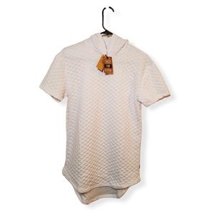 Henry & William White Quilted Short Sleeve Hoodie T-Shirt / White